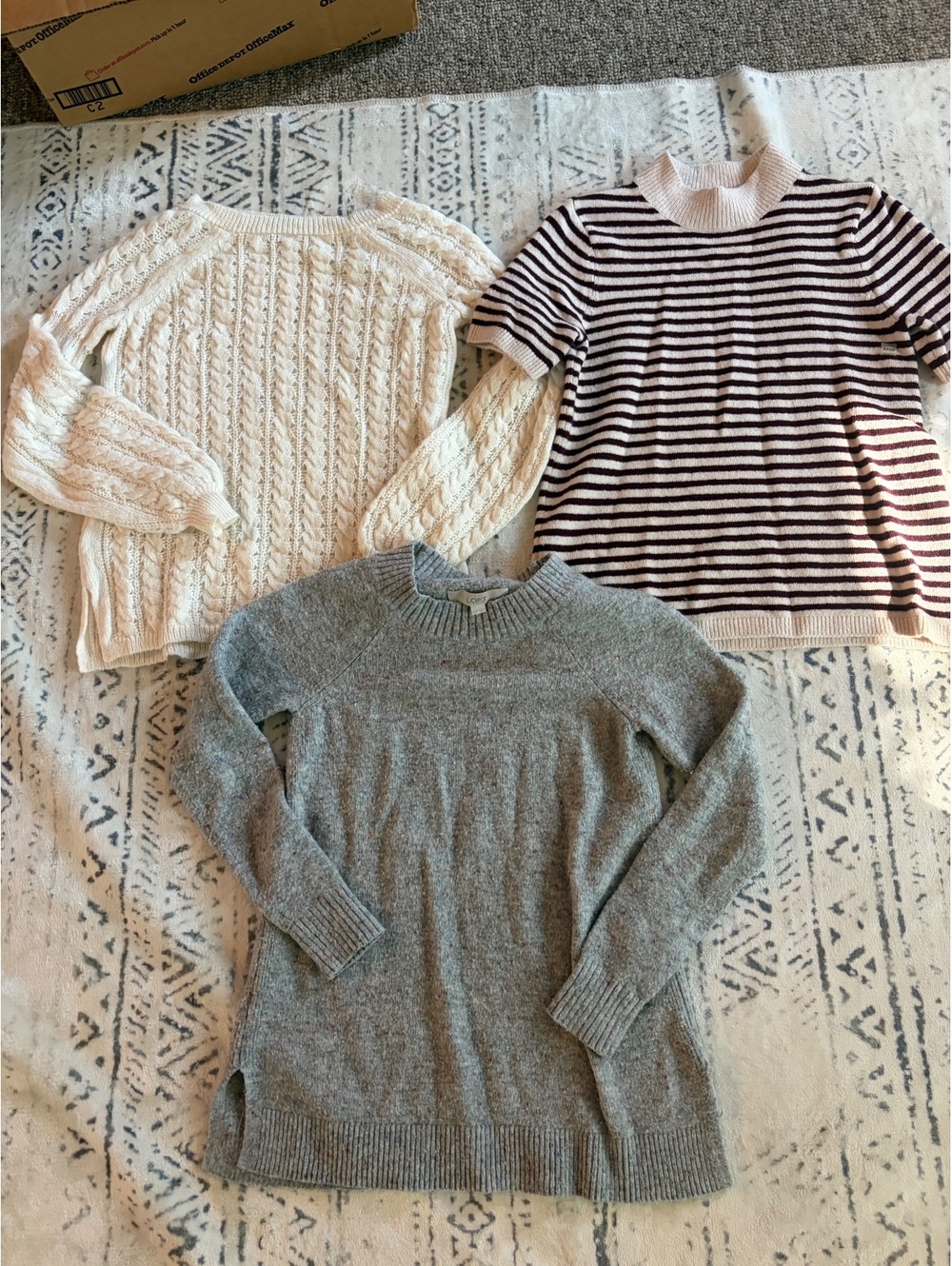 LOFT Women's Sweater Bundle - Gray, Cream, and Striped Styles